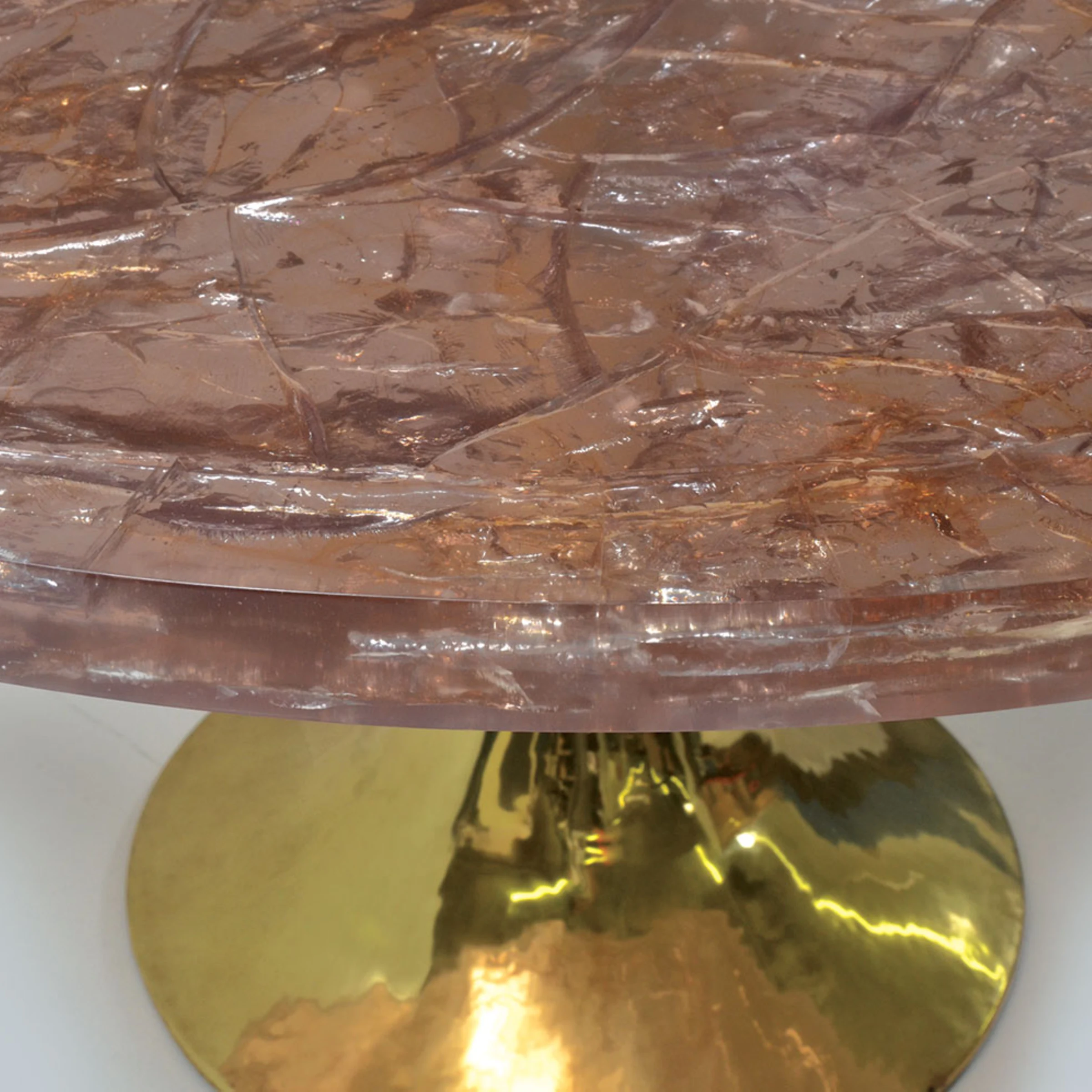 Tulip Table Fractured Resin & Brass