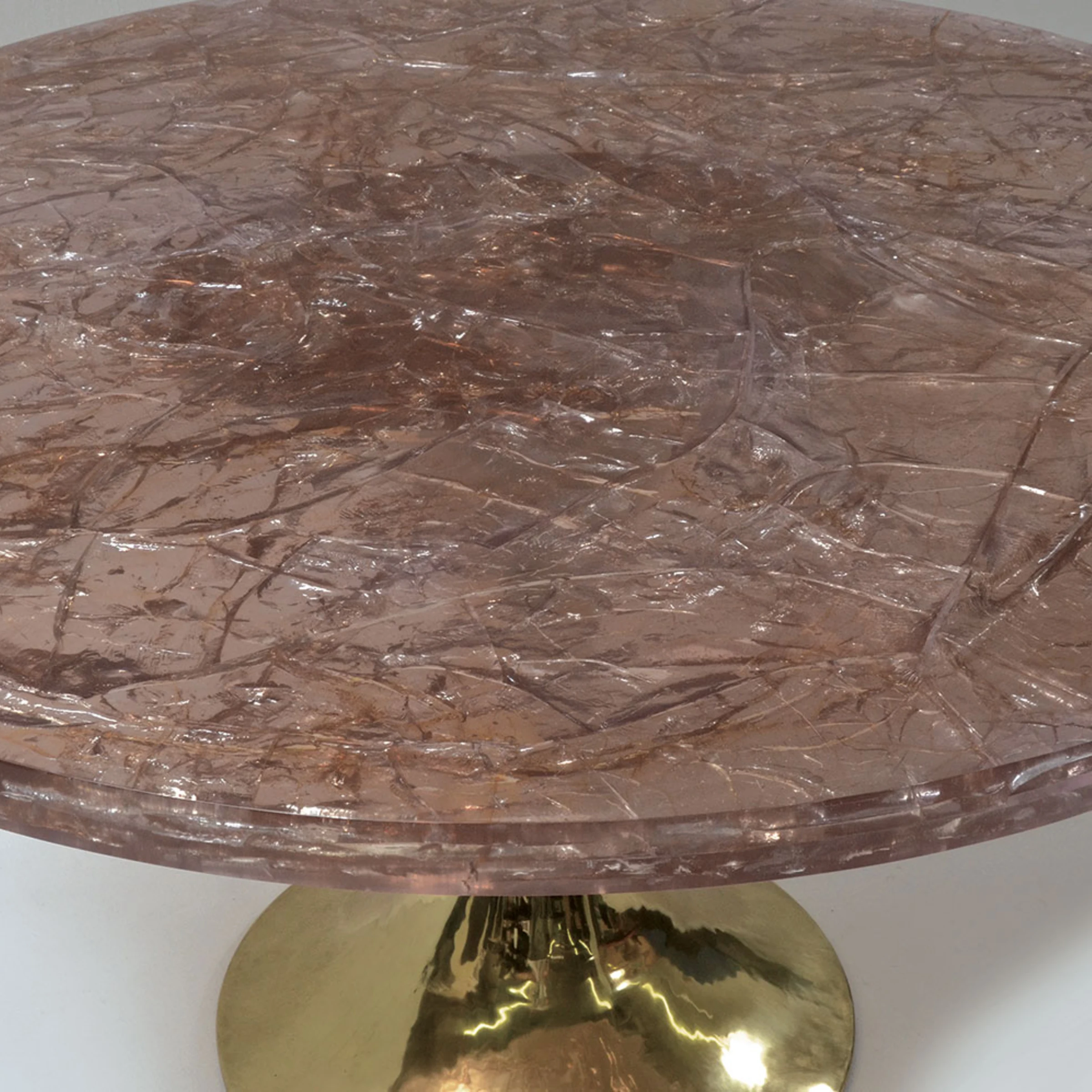 Tulip Table Fractured Resin & Brass